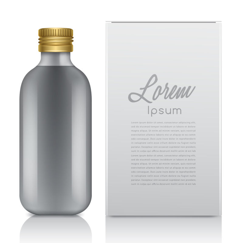 抽象矢量现代灰色玻璃瓶包装设计