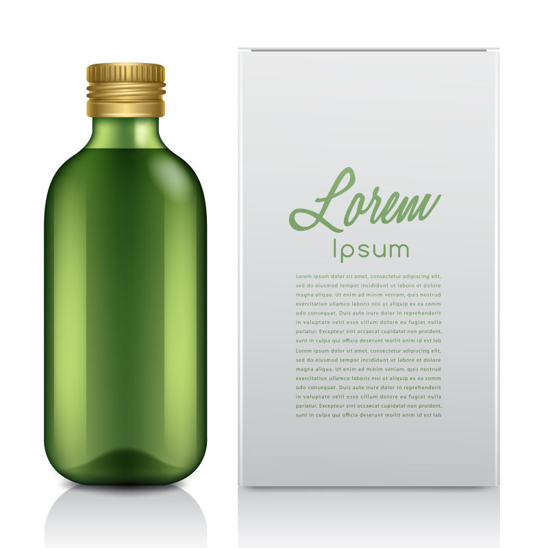 抽象矢量现代绿色玻璃瓶设计