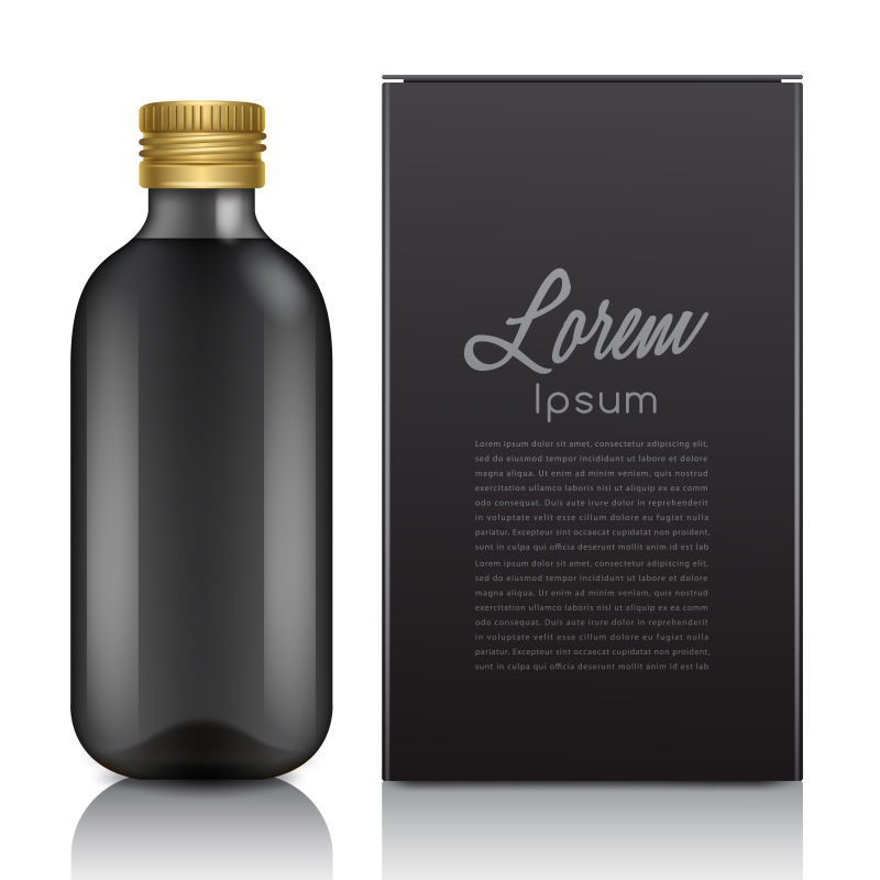 抽象矢量黑色玻璃瓶包装设计