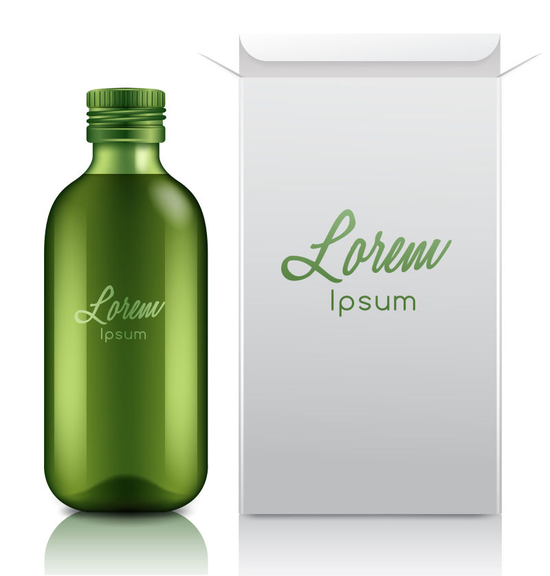 创意矢量现代绿色玻璃瓶设计