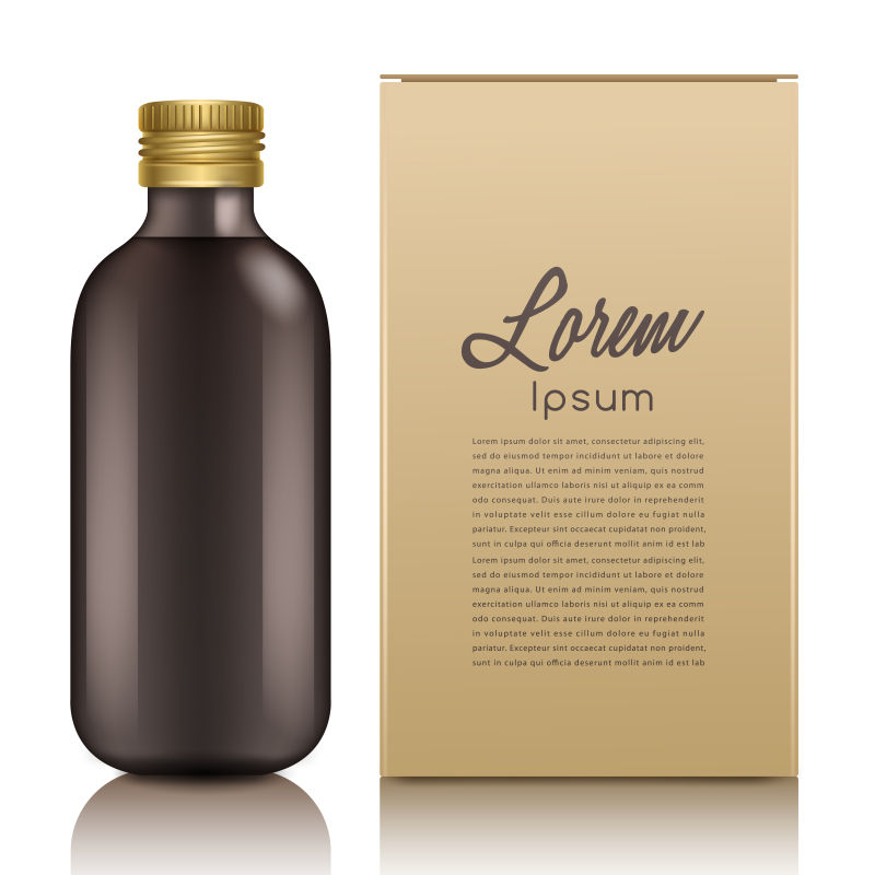 抽象矢量现代棕色玻璃瓶设计
