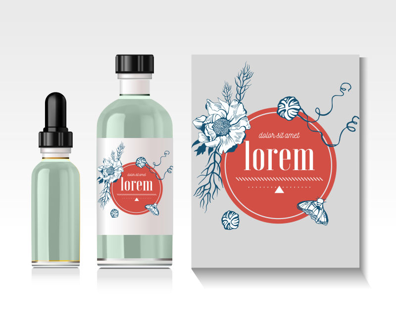 创意矢量现代时尚精油瓶平面设计