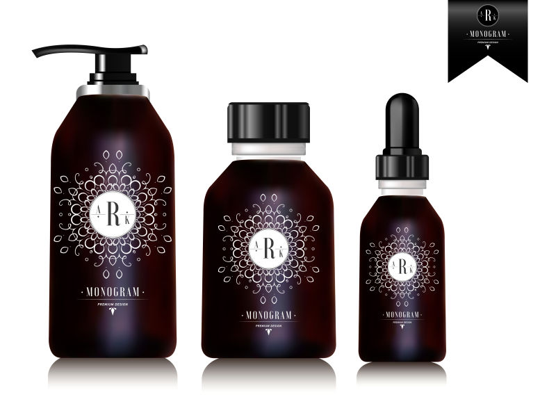 创意矢量现代优雅花纹装饰的精油护肤品设计