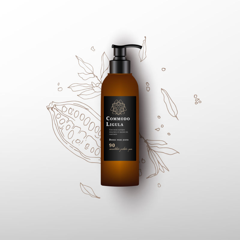 创意矢量可可元素的精油护肤品设计