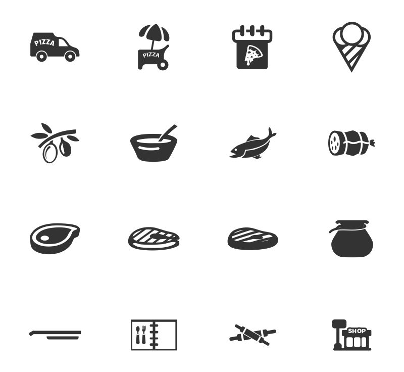 创意矢量现代单色餐厅图标设计