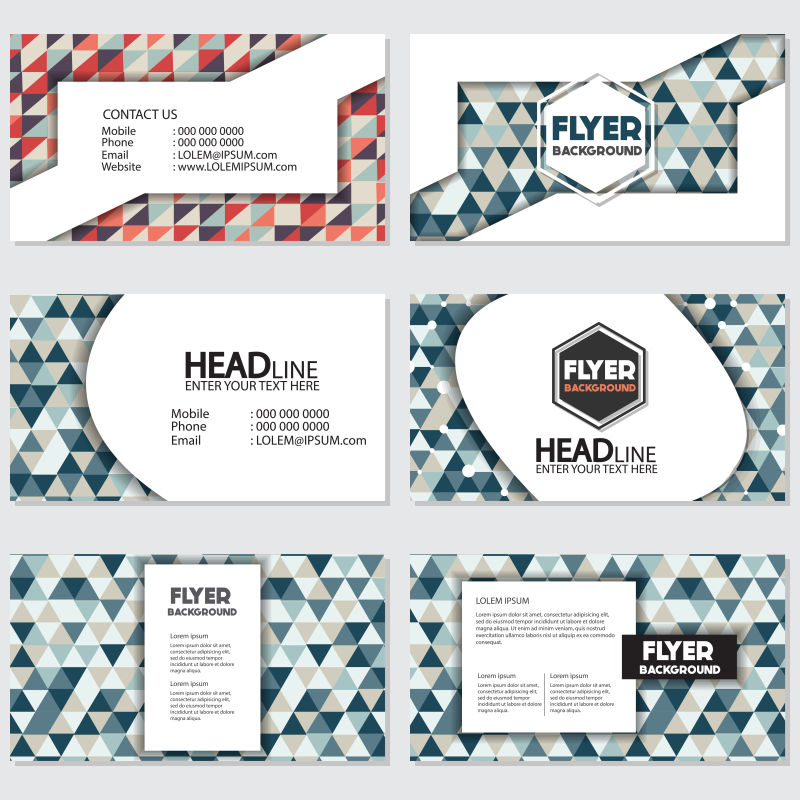 抽象矢量现代彩色几何三角元素装饰宣传单设计