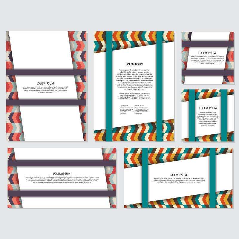 矢量现代彩色抽象几何时尚宣传单平面设计