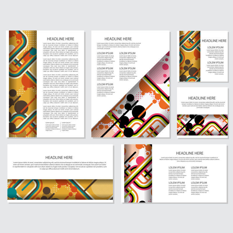 创意矢量现代色彩碰撞的宣传单设计