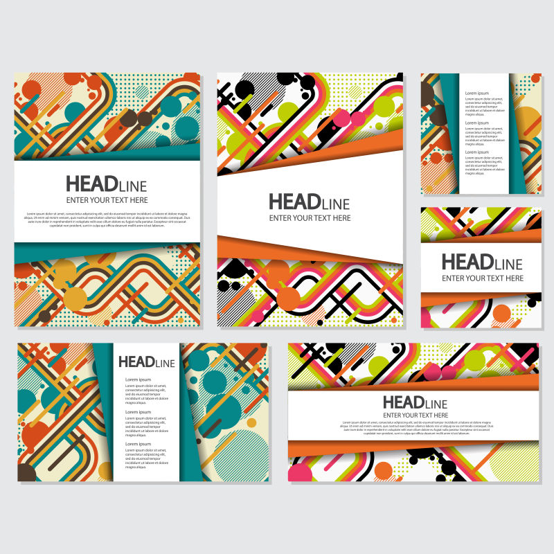 矢量抽象彩色几何时尚宣传单平面设计