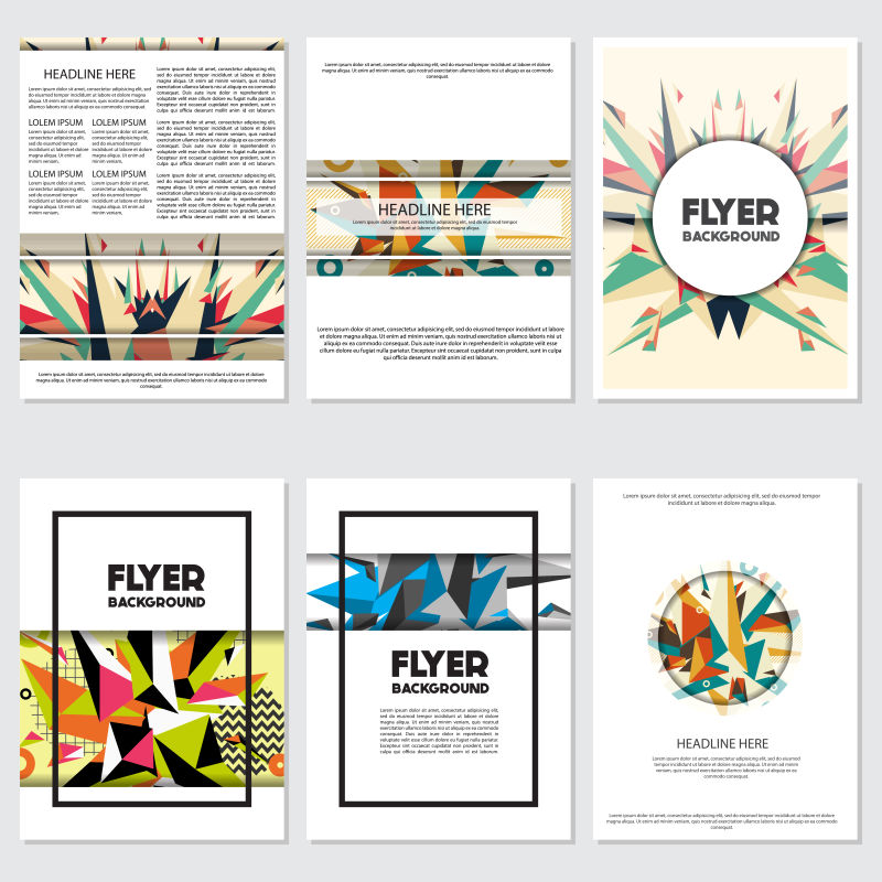 抽象矢量彩色几何元素时尚宣传单