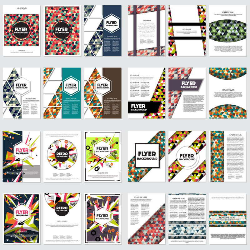 创意矢量现代彩色几何元素的商业宣传单