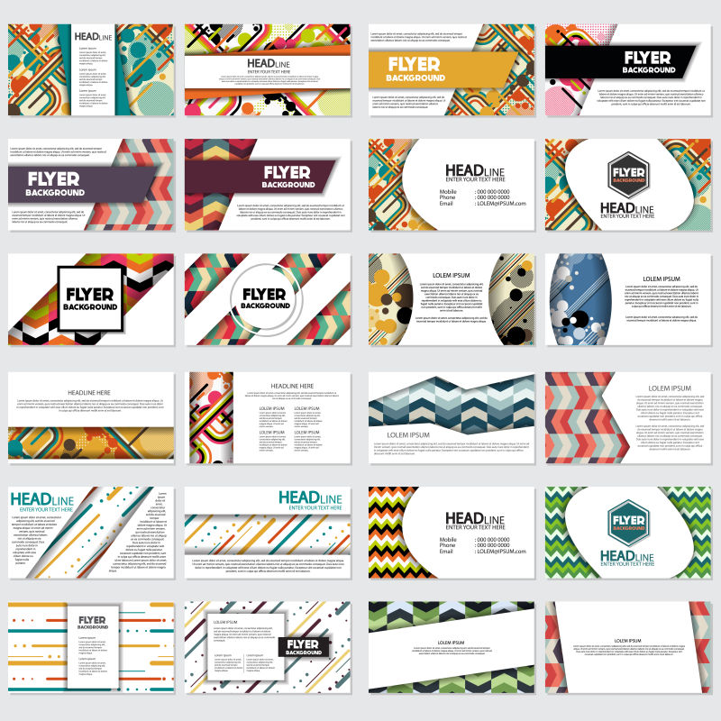 矢量彩色抽象几何时尚宣传单创意设计