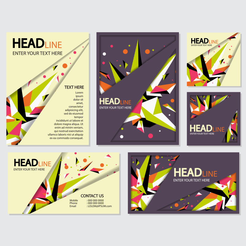 矢量创意现代彩色几何元素时尚宣传单设计