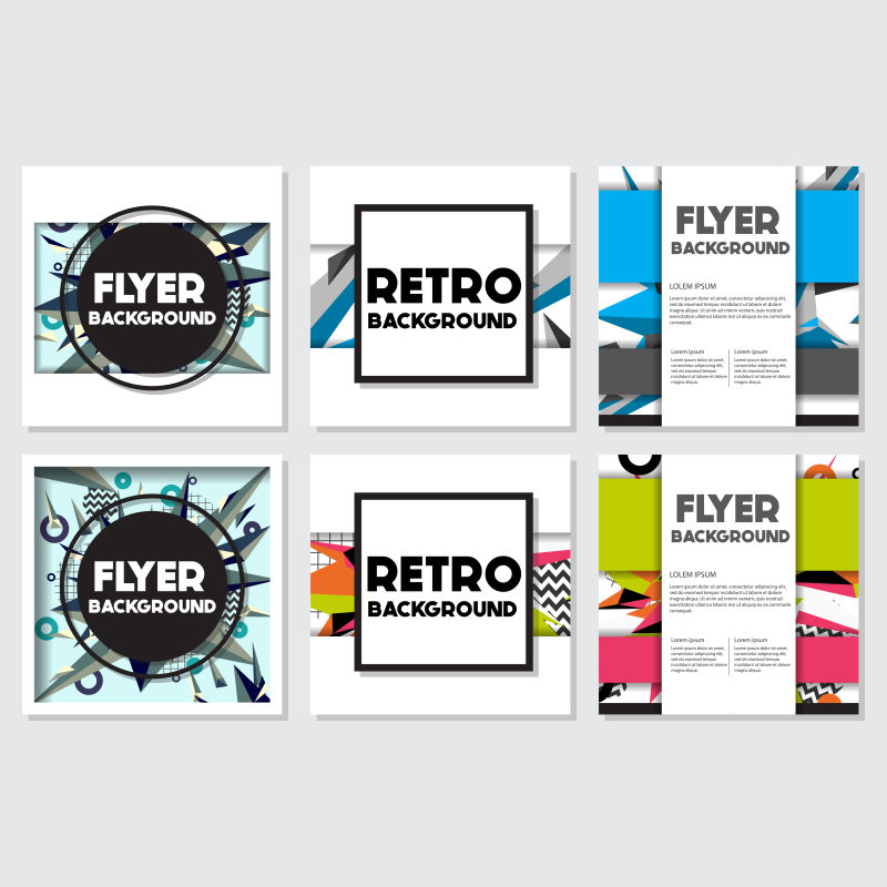 矢量抽象现代彩色时尚方形宣传单设计