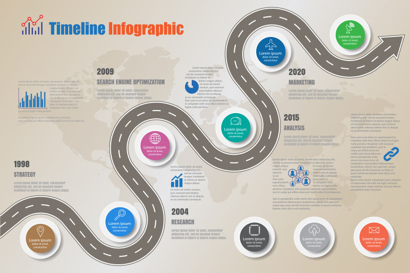 矢量现代道路元素的平面创意信息图表设计