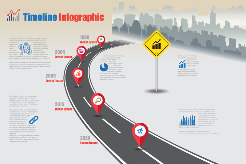 创意矢量现代道路元素信息图表平面设计