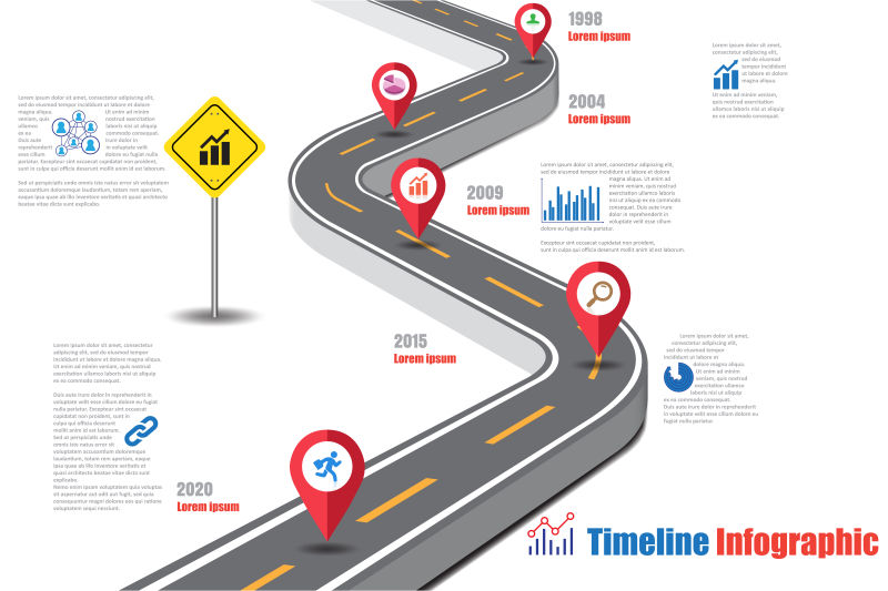 创意矢量现代路线元素信息图表设计