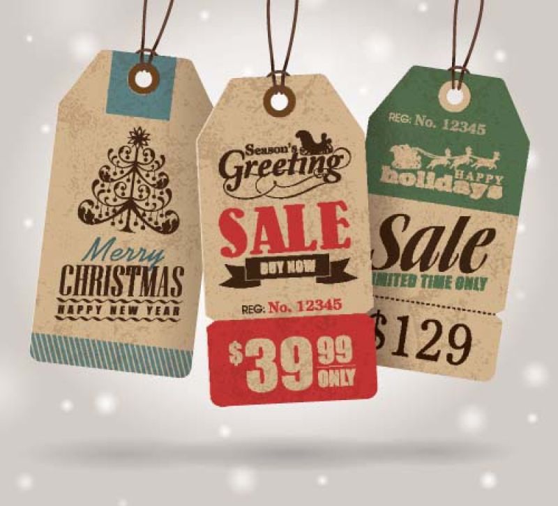 抽象矢量复古冬季销售折扣标签