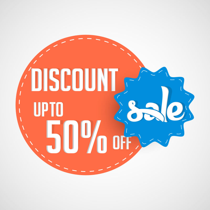 抽象矢量现代双色半价销售标签设计