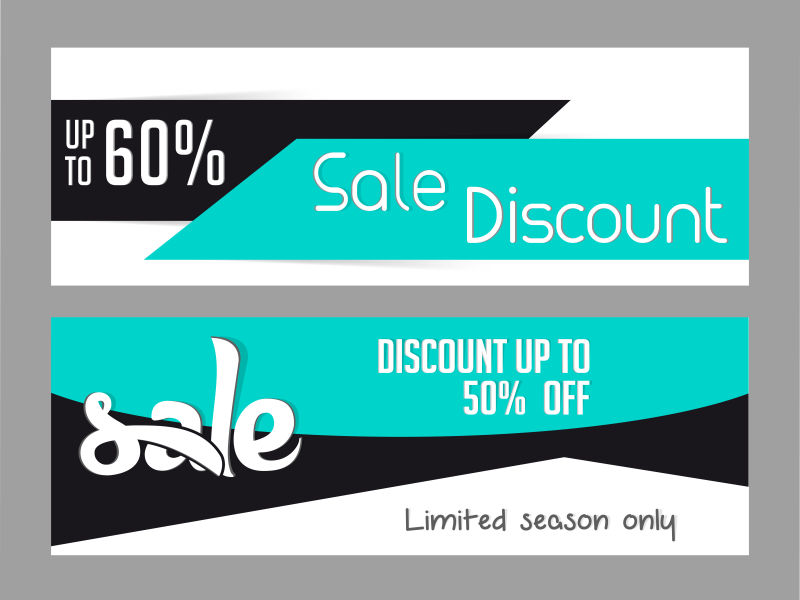 抽象矢量蓝色黑色经典销售折扣横幅设计