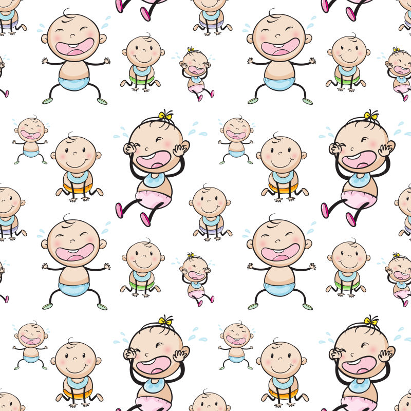 抽象矢量现代卡通婴儿元素无缝背景设计