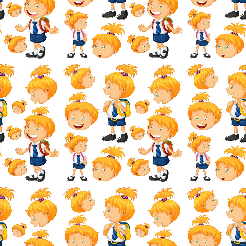 抽象矢量金发女孩无缝装饰背景