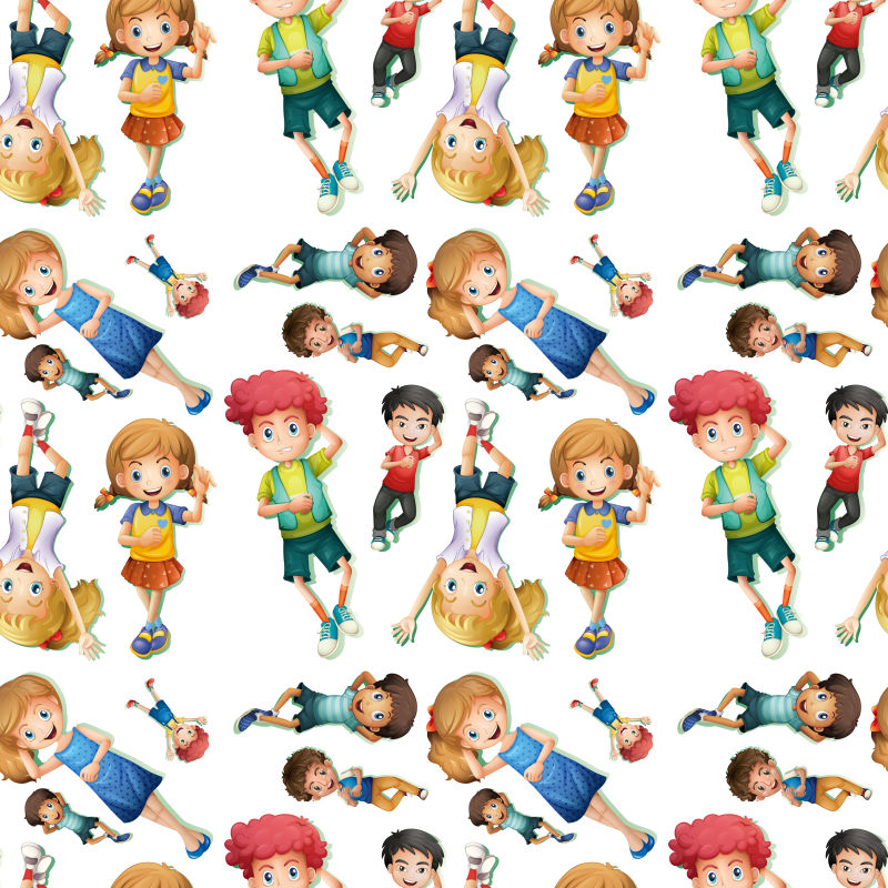 抽象矢量现代儿童元素装饰无缝背景设计