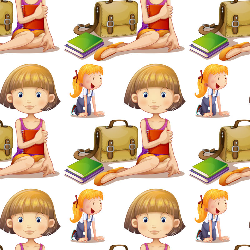 抽象矢量现代儿童元素装饰无缝背景