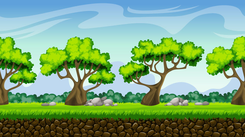 抽象矢量美丽的树林自然插图设计