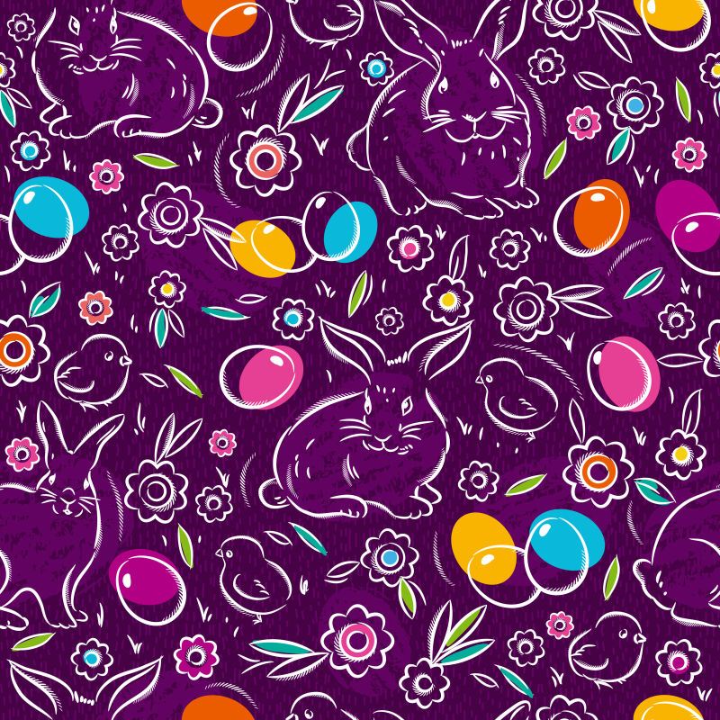 抽象矢量现代紫色复活节主题平面背景设计