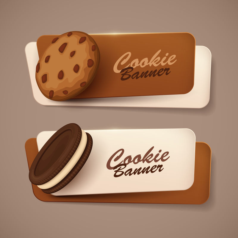 一组带有曲奇的矢量横幅