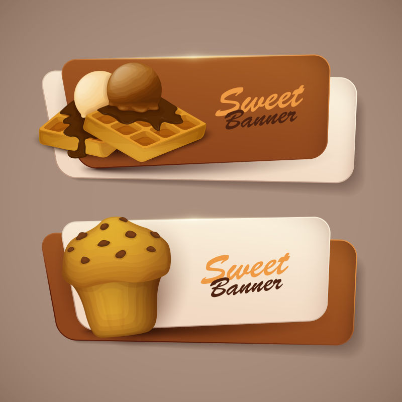 一组带有糖果的矢量横幅