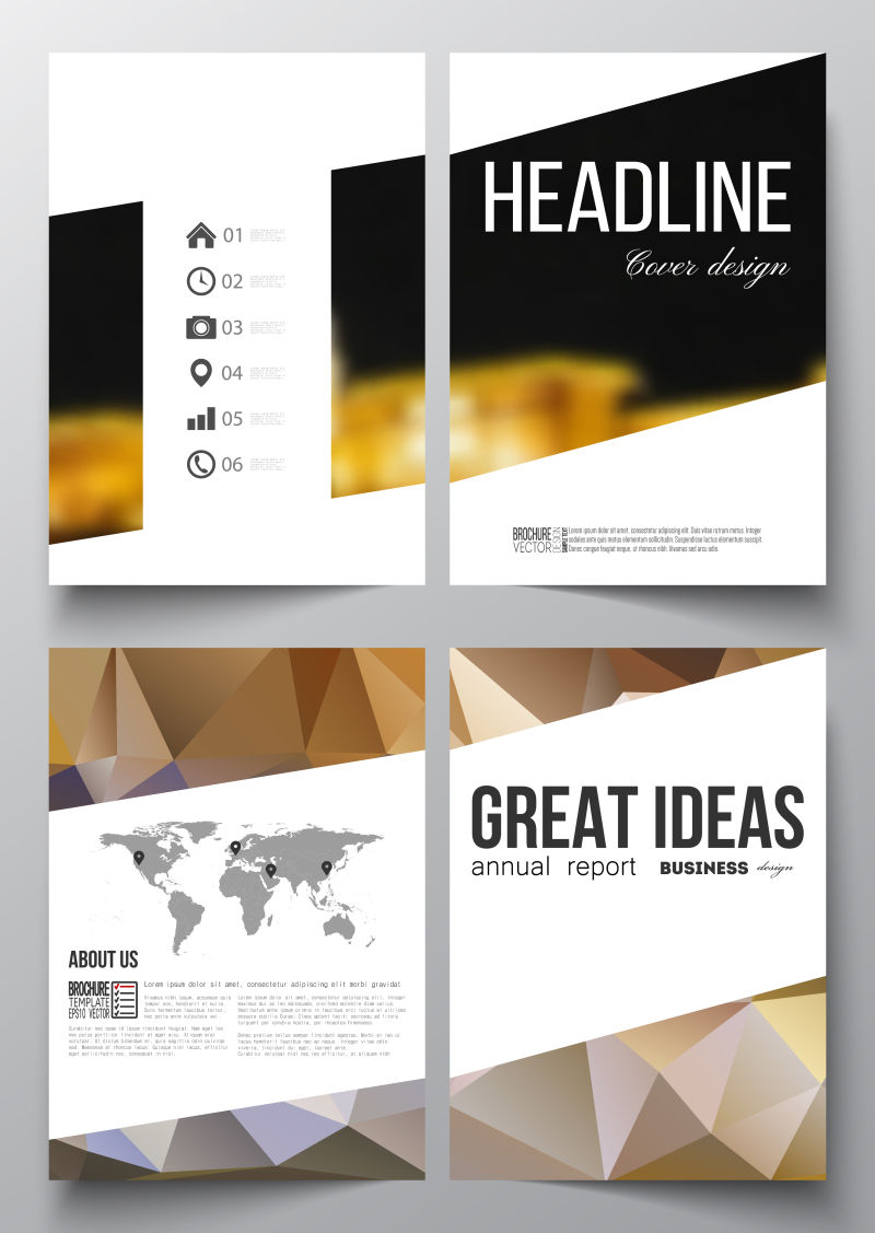 矢量现代抽象彩色几何元素的宣传单设计