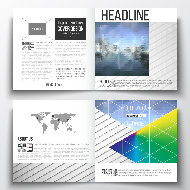 矢量抽象现代商业几何风格的宣传单设计