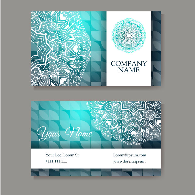 抽象矢量花卉元素的复古名片设计