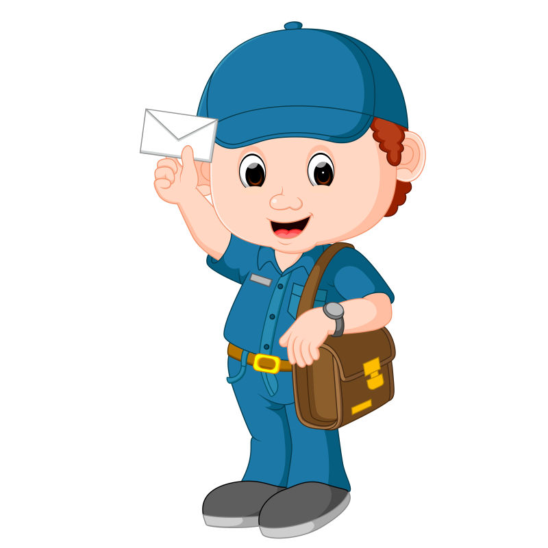 创意矢量邮差装扮的孩子卡通插图设计