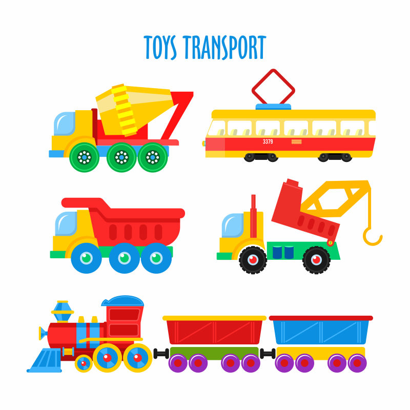 抽象矢量现代儿童卡通运输玩具设计
