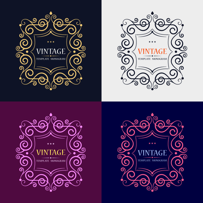 抽象矢量花纹装饰的字母标志