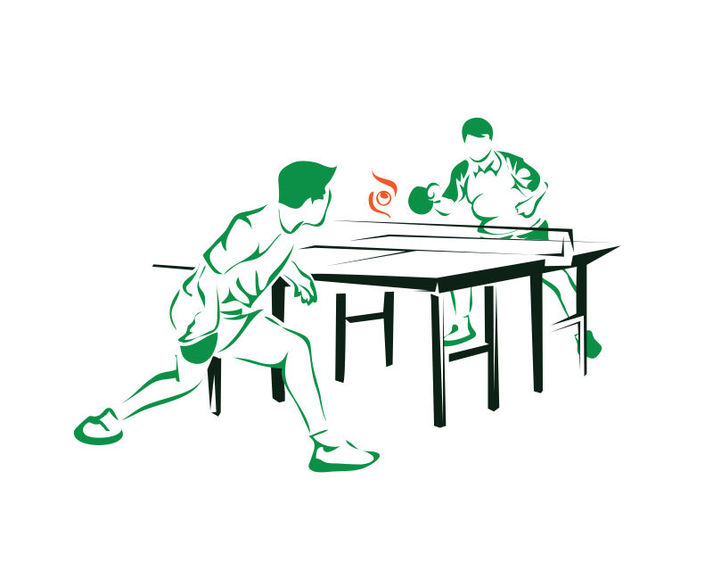 抽象矢量现代乒乓球运动插图设计