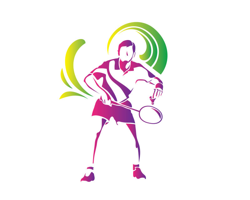 抽象矢量时尚羽毛球运动插图设计