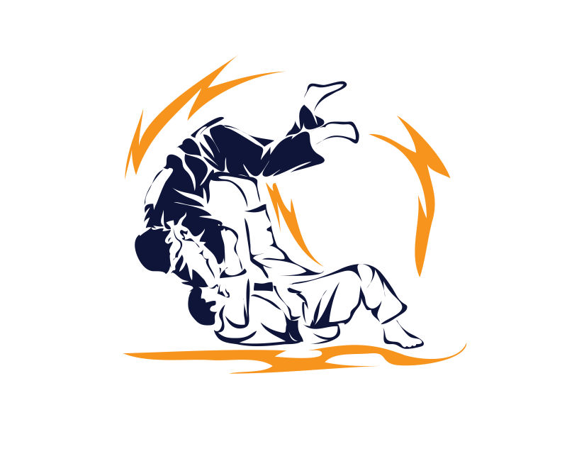 抽象矢量现代跆拳道运动主题插图设计