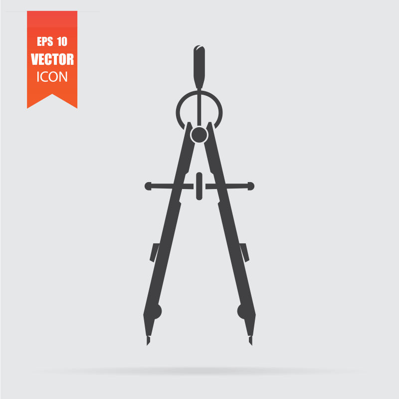 在灰色背景中隔离的平面样式的指南针图标