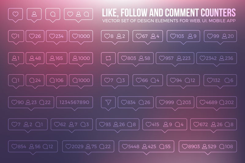 矢量抽象线性风格的喜欢主题图标设计