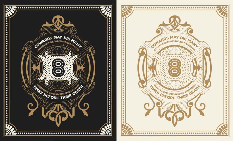 抽象矢量现代花纹装饰的威士忌标签设计