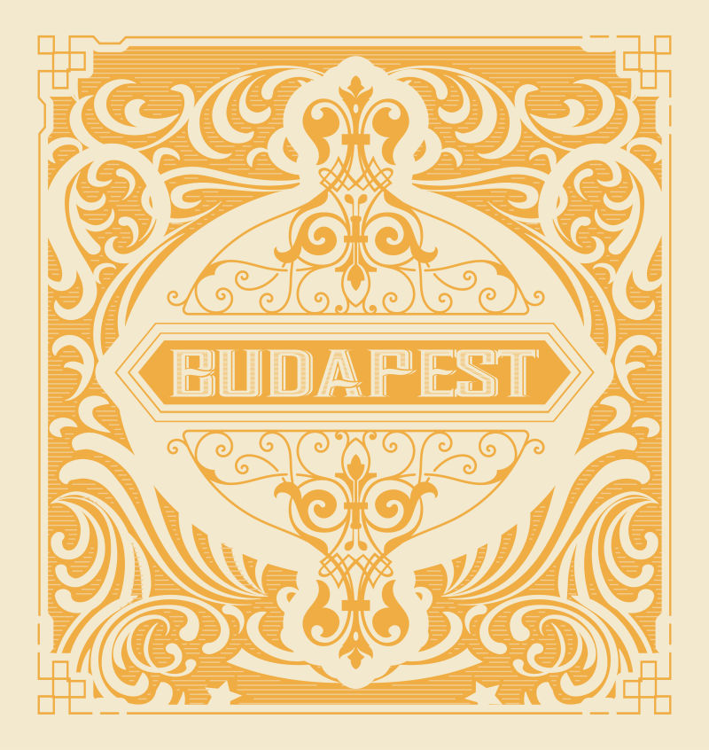 抽象矢量现代黄色花纹装饰的威士忌标签设计