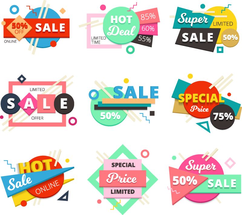 矢量现代抽象彩色销售标签创意设计