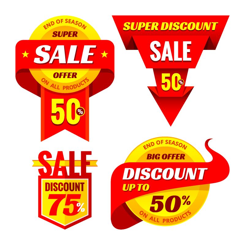 抽象矢量红黄双色销售标签设计