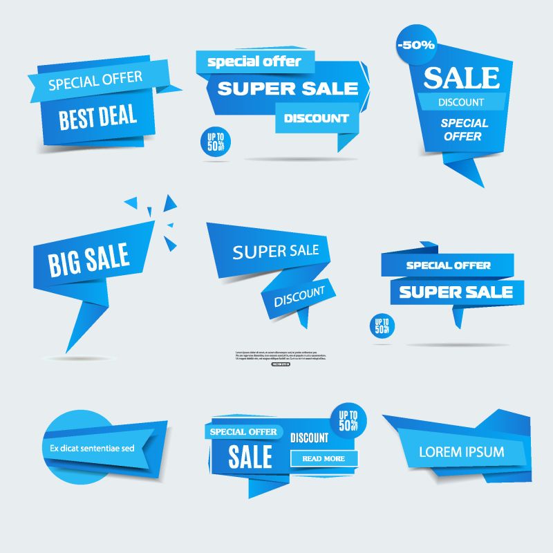 抽象矢量现代蓝色商业标签设计