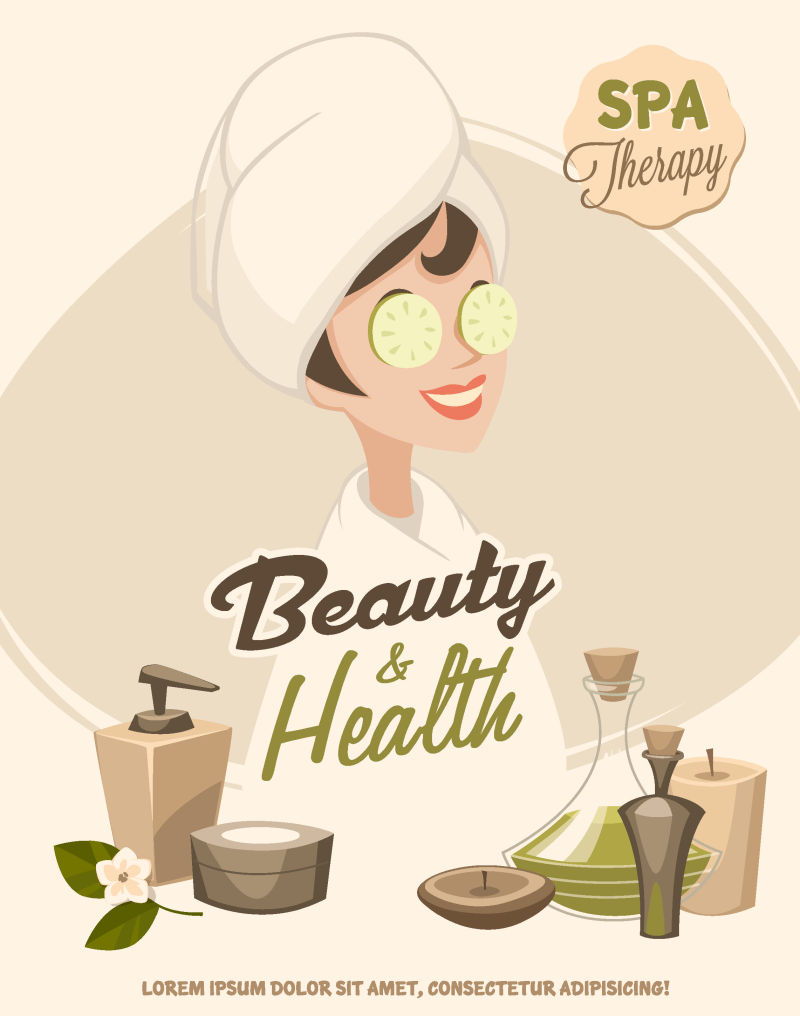 抽象矢量做美容的人插图设计