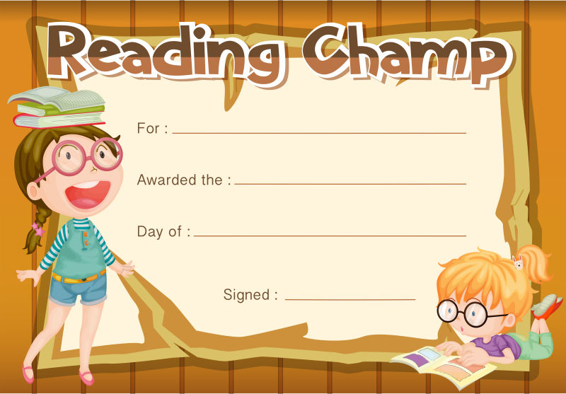 抽象矢量现代读书冠军证书设计